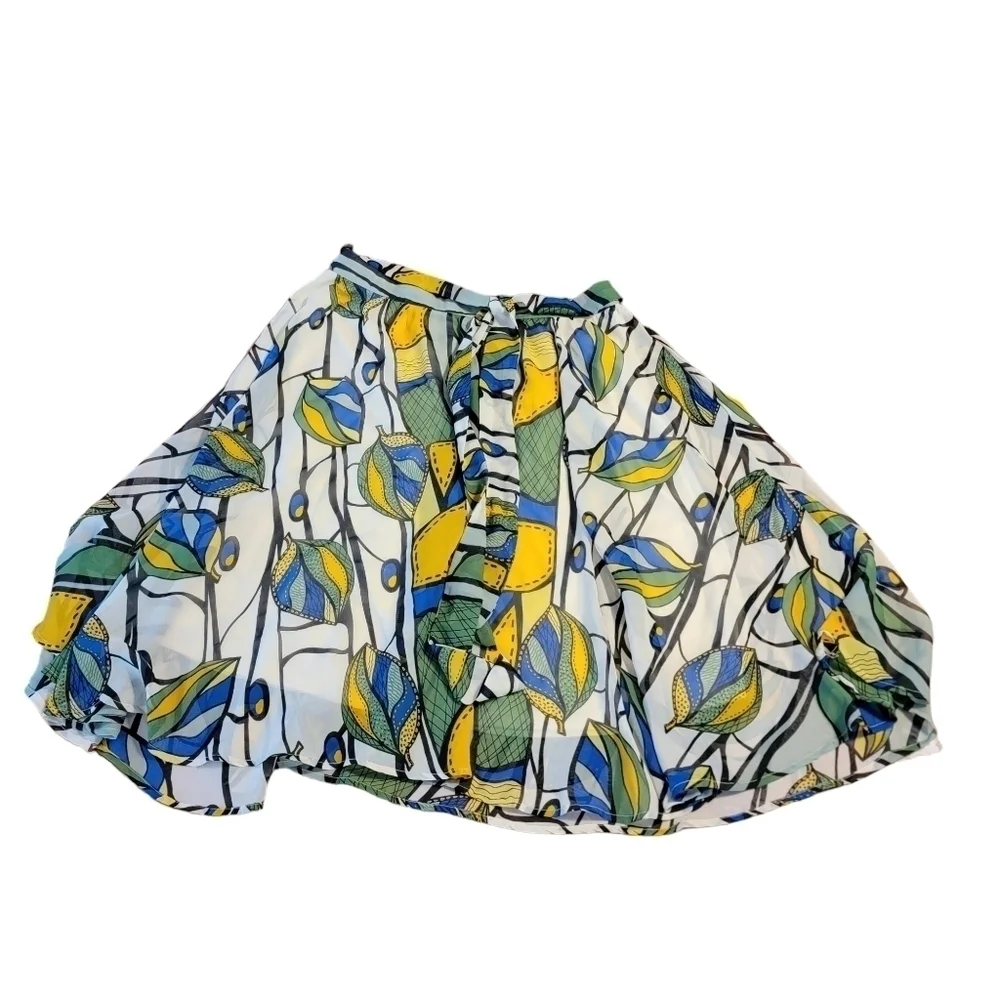 Live 4 Truth Bright Abstract Skirt Size XL Geen leaf yellow T31 - Picture 2 of 8